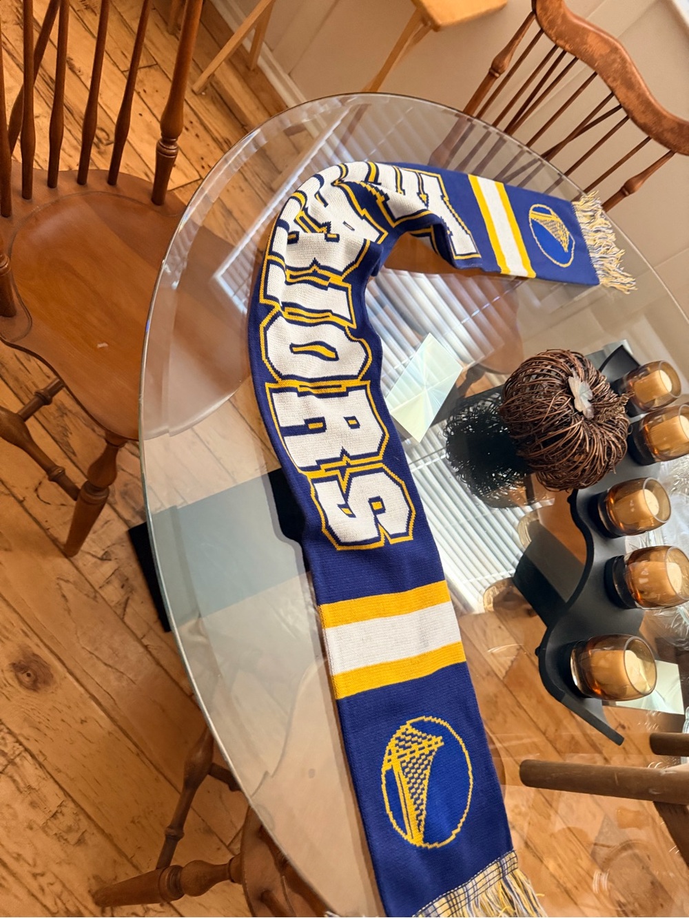 Warriors Knit Scarf in Blue and Yellow